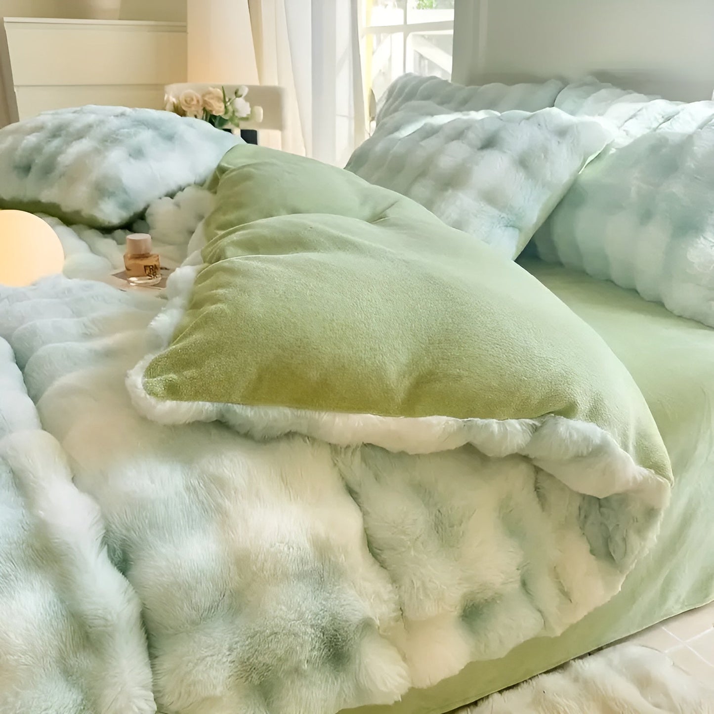 Cozy Plush Bedding Set – Warm and soft for Autumn & Winter | Reversible design in rabbit fur & milk velour | Karnz
