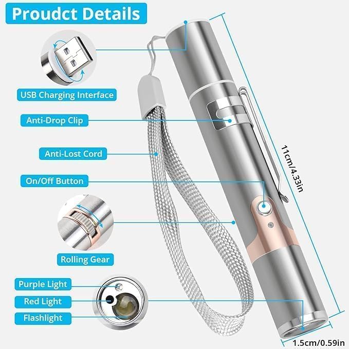 Skanto | Rechargeable Stainless Steel Laser Cat Toy
