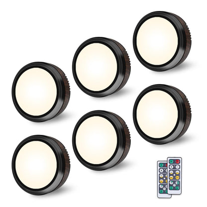 Skanto | Leastyle Remote Control LED Puck Lights, Dimmable Battery Operated Under Cabinet Lights - 6 Pack Natural White