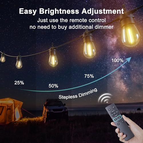15.8 m long outdoor solar string lights with remote control, warm white