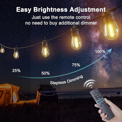 15.8 m long outdoor solar string lights with remote control, warm white
