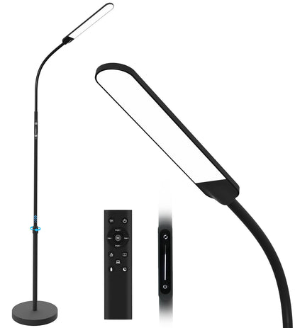 Skanto | Nxone Adjustable LED Floor Lamp, Black, Modern Reading Light with 4 Colors & Stepless Brightness