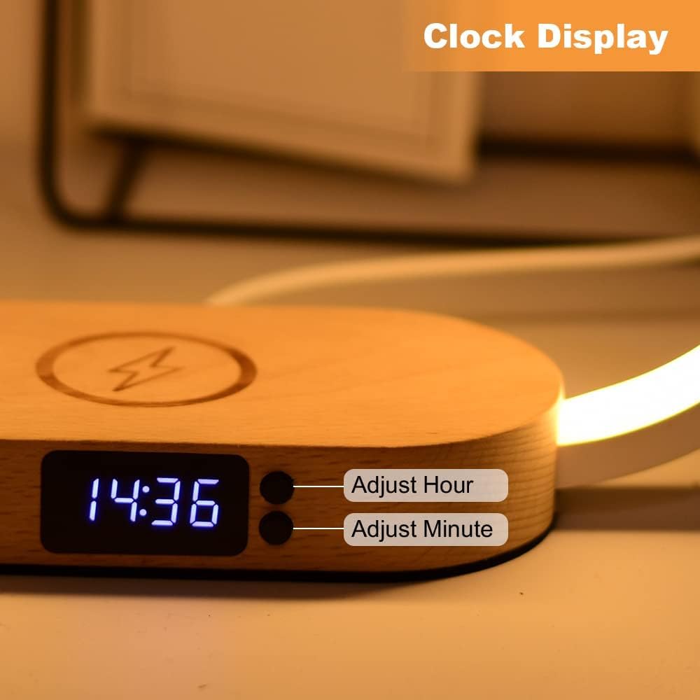 Skanto | Wireless Charging Bedside Lamp with Clock – Lumora