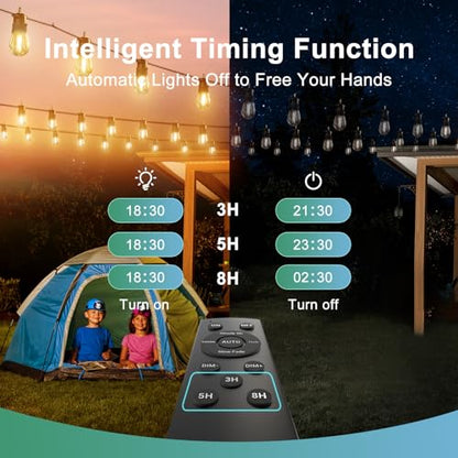 15.8 m long outdoor solar string lights with remote control, warm white