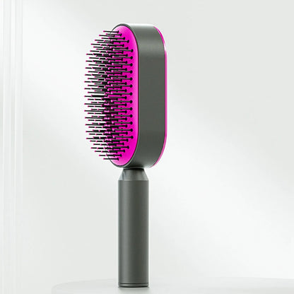 Self-cleaning 3D hairbrush