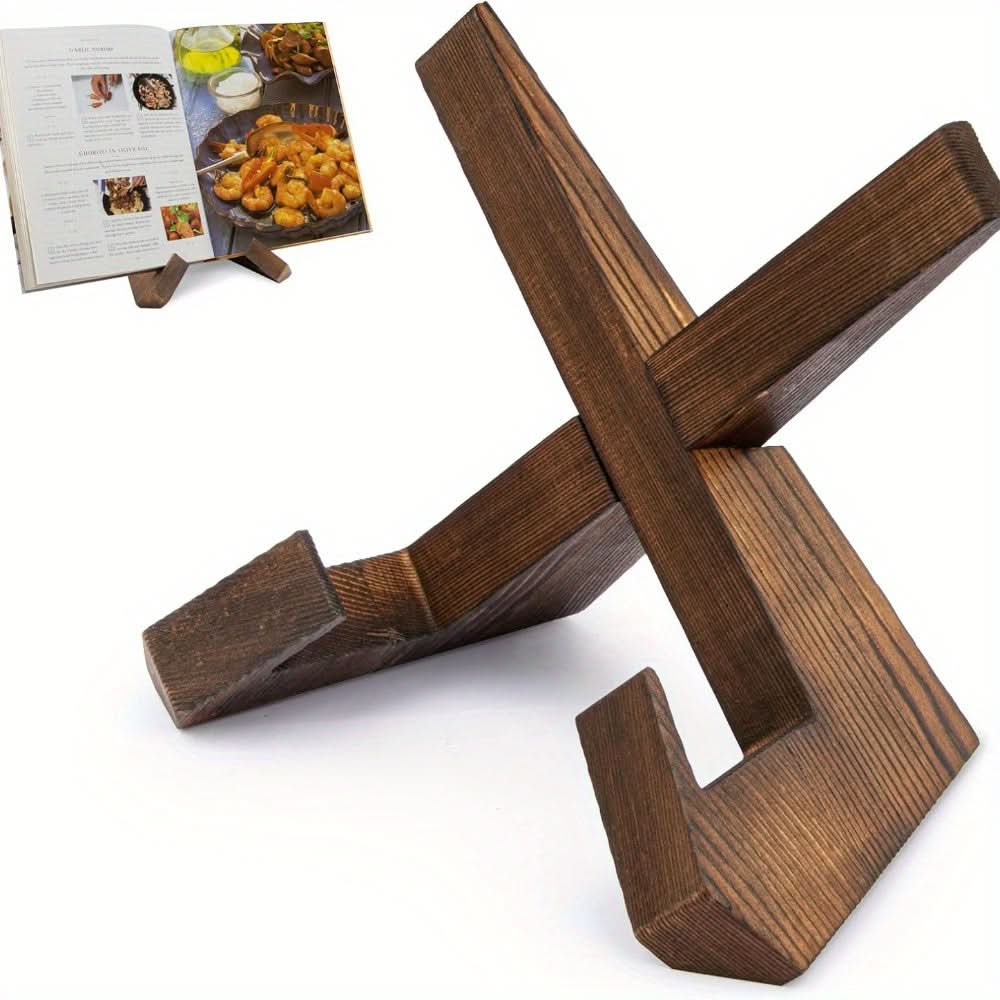 Skanto | Rustic Wood Cookbook Stand Adjustable Recipe Book Holder