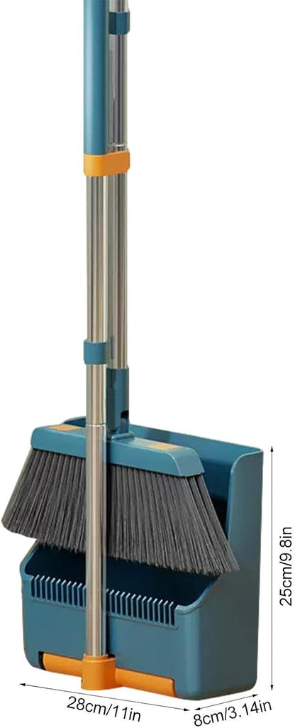 Skanto | Large Broom and Dustpan Set – Long Handle with 180° Rotating Broom Head – Clavira