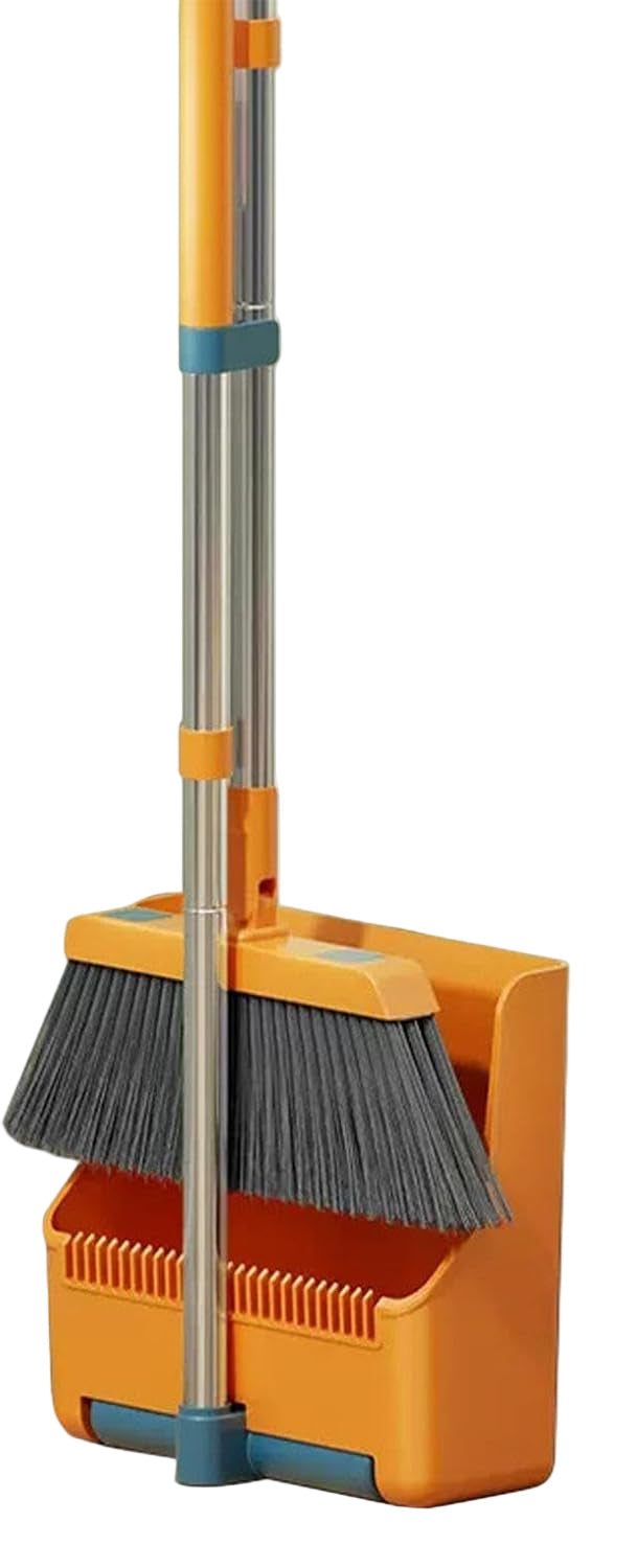 Skanto | Large Broom and Dustpan Set – Long Handle with 180° Rotating Broom Head – Clavira