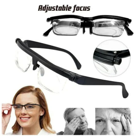Adjustable focus glasses for near and far vision