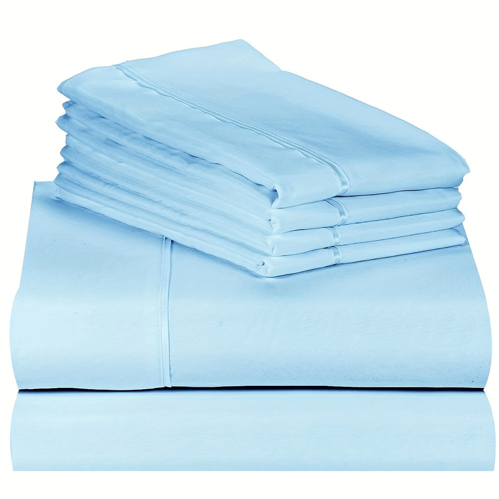 Skanto | 4/6 Pc Luxury Plush Fitted Sheet Set – Soft, Breathable, Color & Fade Resistant Bedding – Deep Pocket Flat Sheet, Fitted Sheet & 2/4 Pillowcases for Bedroom & Hotel Use