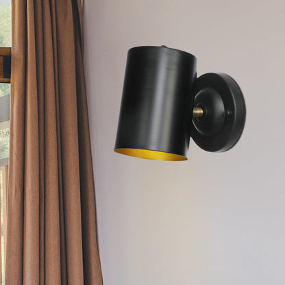 BowLift | 1 Light Cylindrical Wall Lamp Fixture Farmhouse Black Finish Metal Wall Mount Wall Lamp for Bedside, 4"/6" W