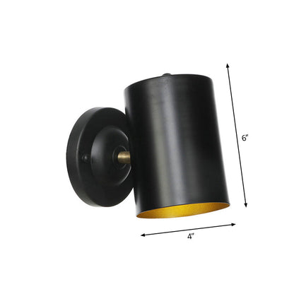 BowLift | 1 Light Cylindrical Wall Lamp Fixture Farmhouse Black Finish Metal Wall Mount Wall Lamp for Bedside, 4"/6" W