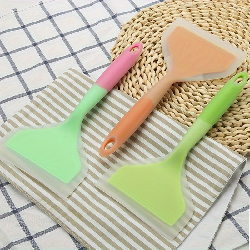 Skanto | Premium Tamagoyaki Silicone Spatula - Heat Resistant, Non-stick with Wide Ergonomic Grip - Ideal for Pizza, Frying, Grilling, Pancakes, Fluorescent Green, Eid Al-Adha Mubarak