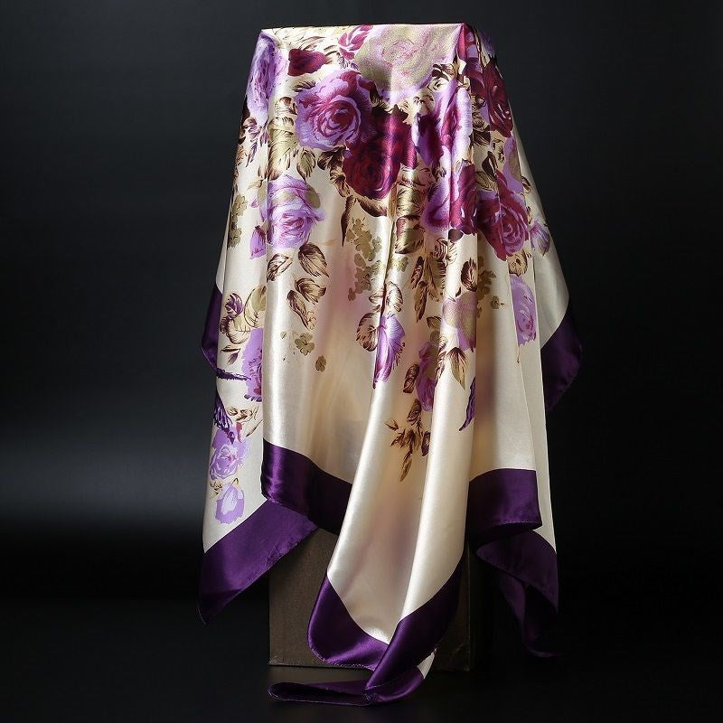 Skanto Skanto | Large Square Scarf Simulated Silk Scarf Versatile Scarf Scarf
