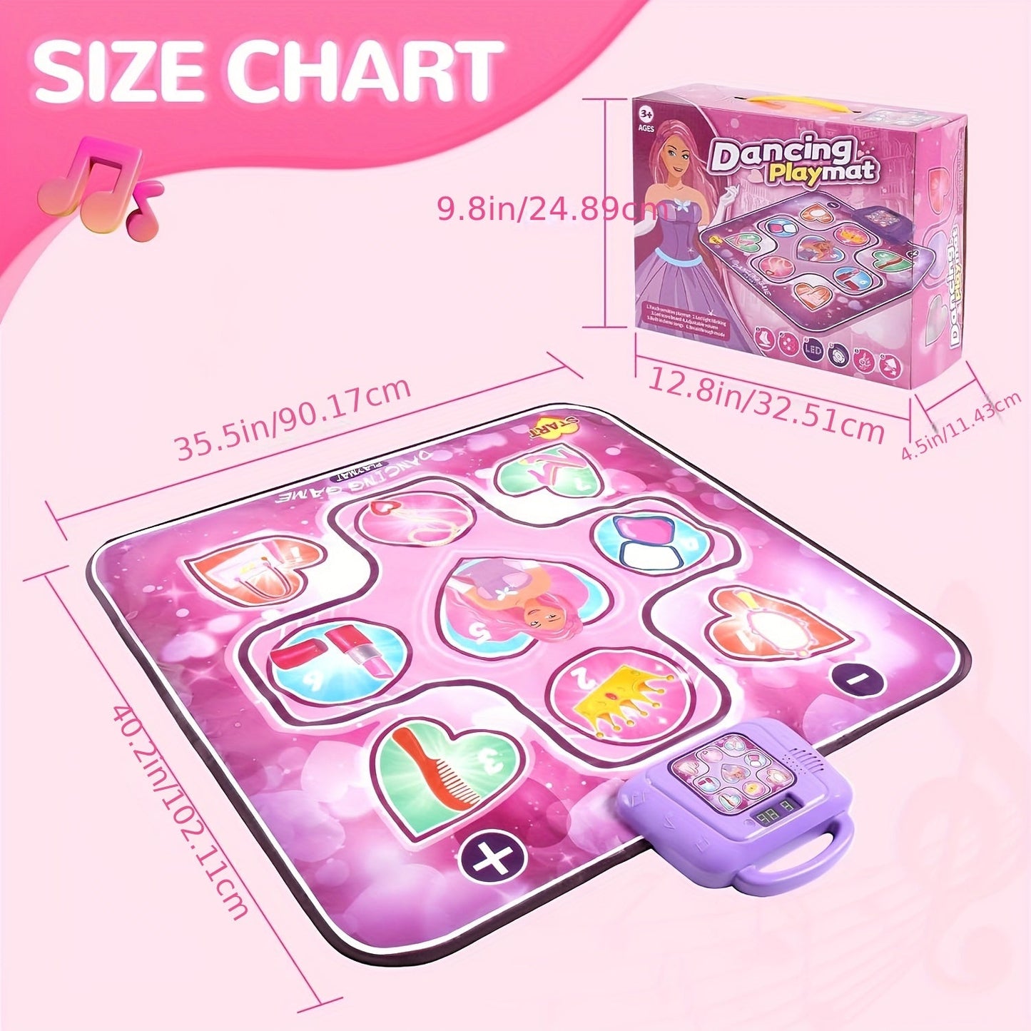 Skanto | Pink Dance Mat for Kids with Scoring and Rhythmic Games – No TV Needed – DanceFun Mat