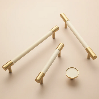 Skanto | Brass Solid Leather Handmade Cabinet Handles Drawer Inserts