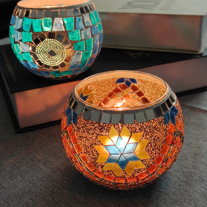 Brehn | European Retro Glass Mosaic Tealight Holder