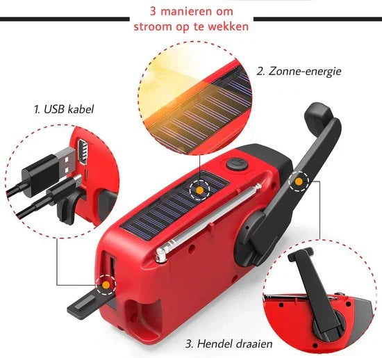 Skanto | Emergency Solar Hand-Crank Radio – Portable Dynamo Radio with Power Bank and LED Flashlight