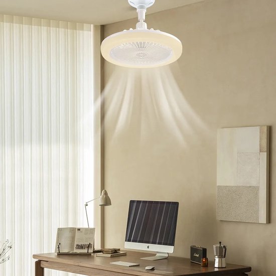 Energy-efficient ceiling fan with LED light and remote control | Suitable for any light socket | Karnz