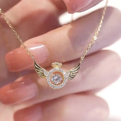 Skanto | Angel Wings Necklace – Titanium Steel Pendant with Rhinestones
