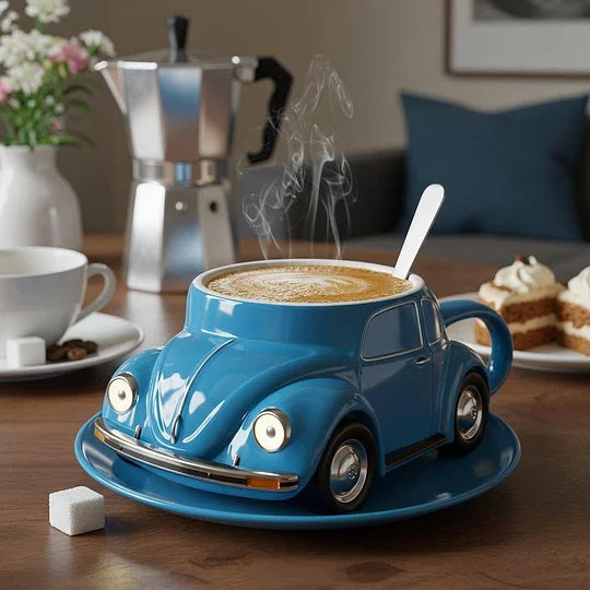 BowLift | RetroCar Ceramic Coffee Mug – Unique 3D Design for Coffee & Tea