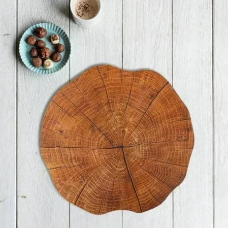 Sandsberg 4-piece Set Tree Ring Placemats | Natural Wood Look | Heat Resistant & Non-Slip