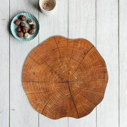 Sandsberg 4-piece Set Tree Ring Placemats | Natural Wood Look | Heat Resistant & Non-Slip