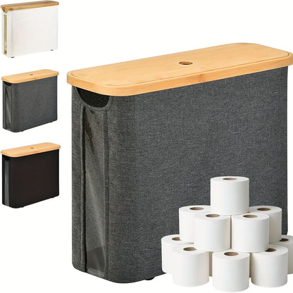 Skanto | Toilet Paper Holder with Lid Storage Basket for 12 Rolls