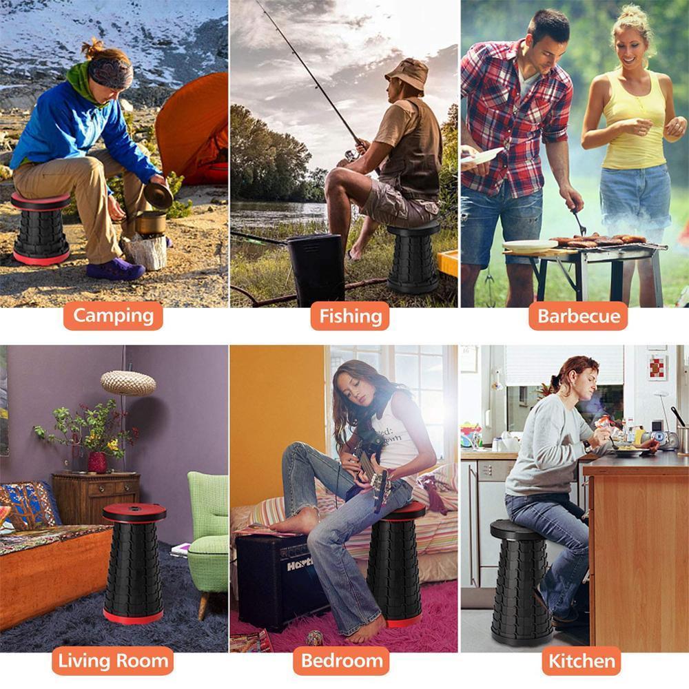 Improved retractable folding stool