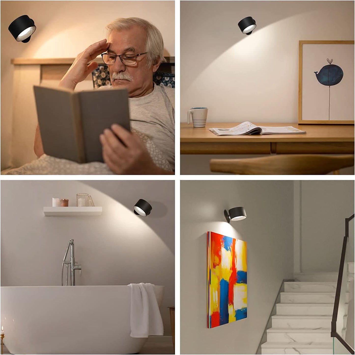 Skanto | 360° Wall Lamp – Wireless, USB Rechargeable & 3 Light Levels for Flexible Lighting