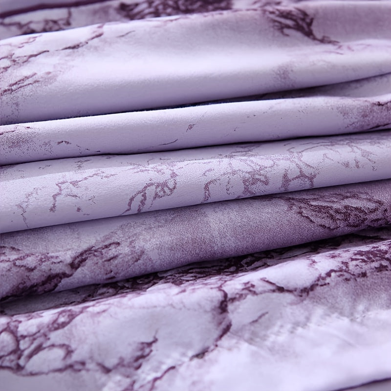 Skanto | 4-Piece Marble Brushed Sheet Set – Soft & Breathable Stone Pattern Bedding (1 Flat Sheet, 1 Fitted Sheet, 2 Pillowcases) for Bedroom & Guest Room