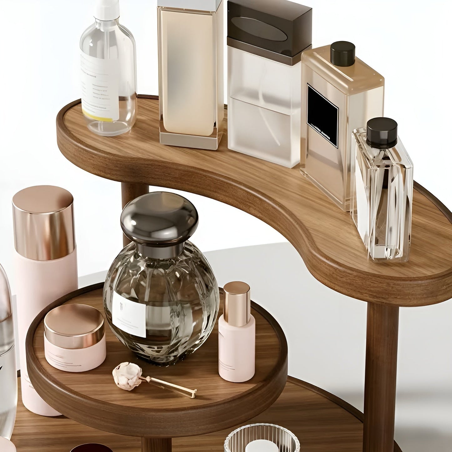 Rotating wooden makeup organizer - 3-tiered and staBowlifte | Practical storage for cosmetics | Bowlift