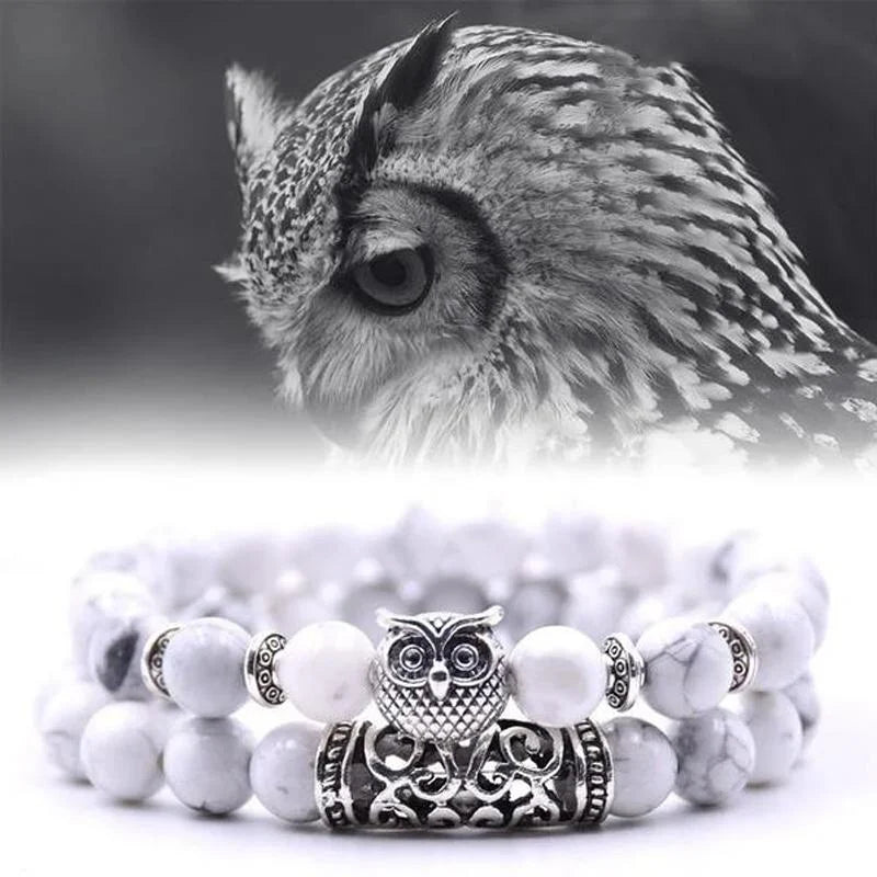 BowLift | Owl Charm Natural Stone Bracelet