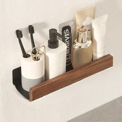 BowLift | Solid Wood Bathroom Shelf – No-Drill Wall-Mounted Organiser Rack