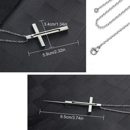 BowLift | Retractable Toothpick Necklace with Stainless Steel Cross Pendant