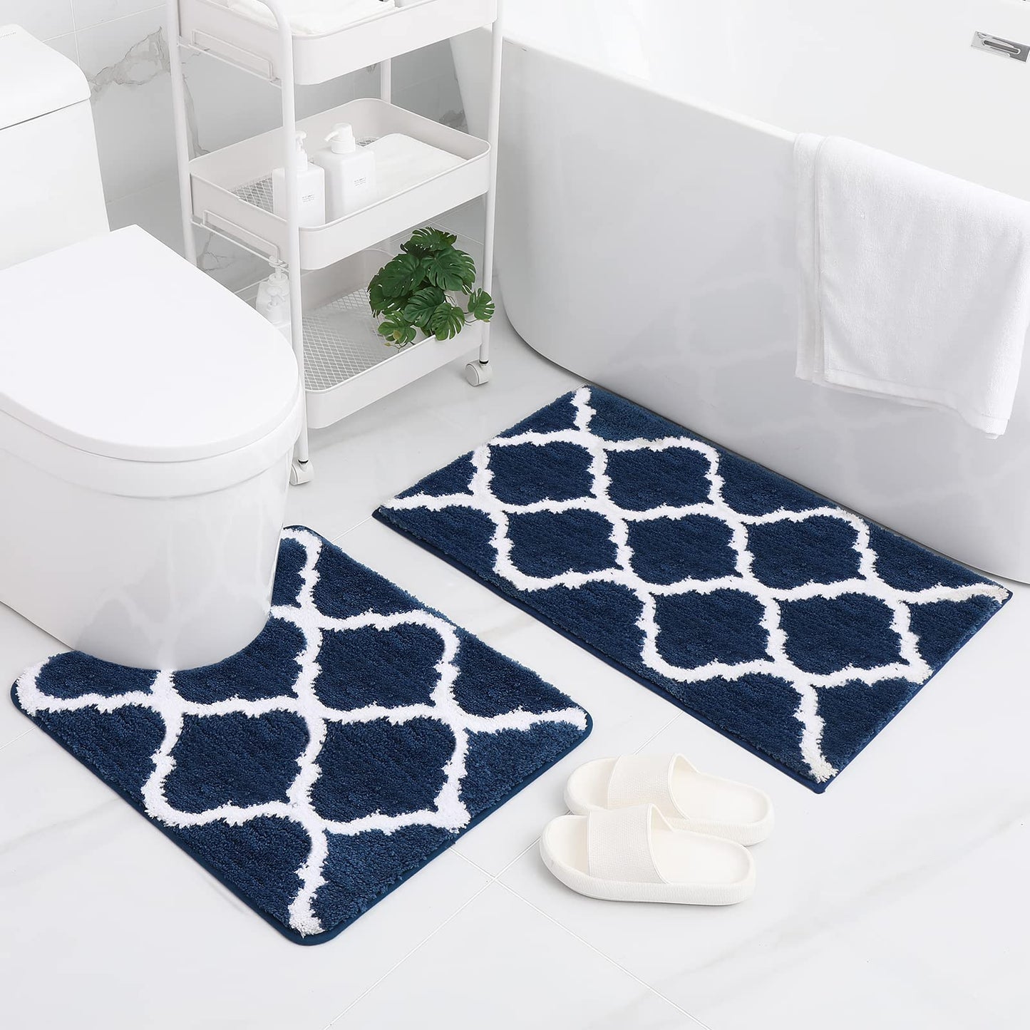 BowLift | Ultra Soft Shaggy Bath Mat Set – 2 Piece Non-Slip Absorbent Rugs