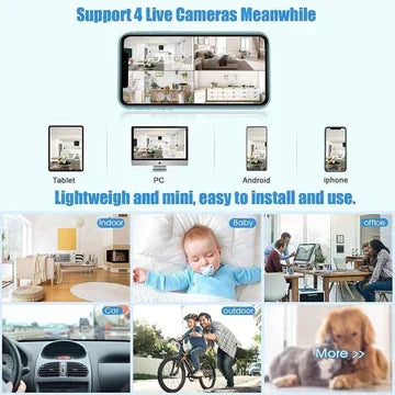 Mini wireless camera with magnetic function, live audio and video monitoring in real-time
