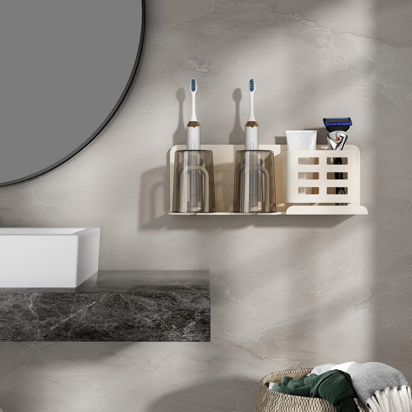 Skanto | BristleHub Wall-Mounted Electric Toothbrush Holder – Aluminum Bathroom Organizer with Drainage Holes