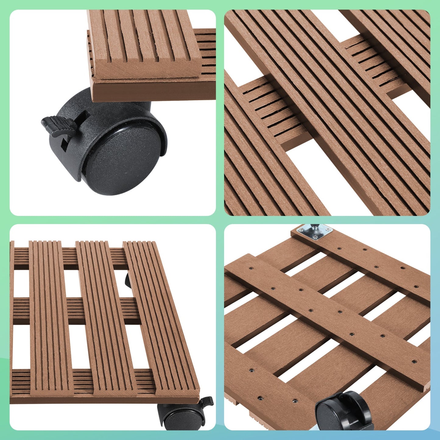 WPC Plant Roller Square with Wheels Load Capacity 80 kg | Bowlift