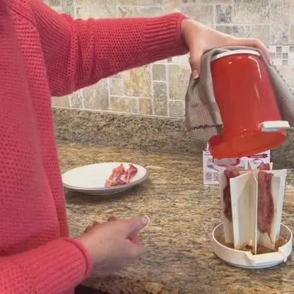 BowLift | Microwave Bacon Cooker | Grease-Draining Rack & Splatter Dome | BPA-Free Dishwasher Safe
