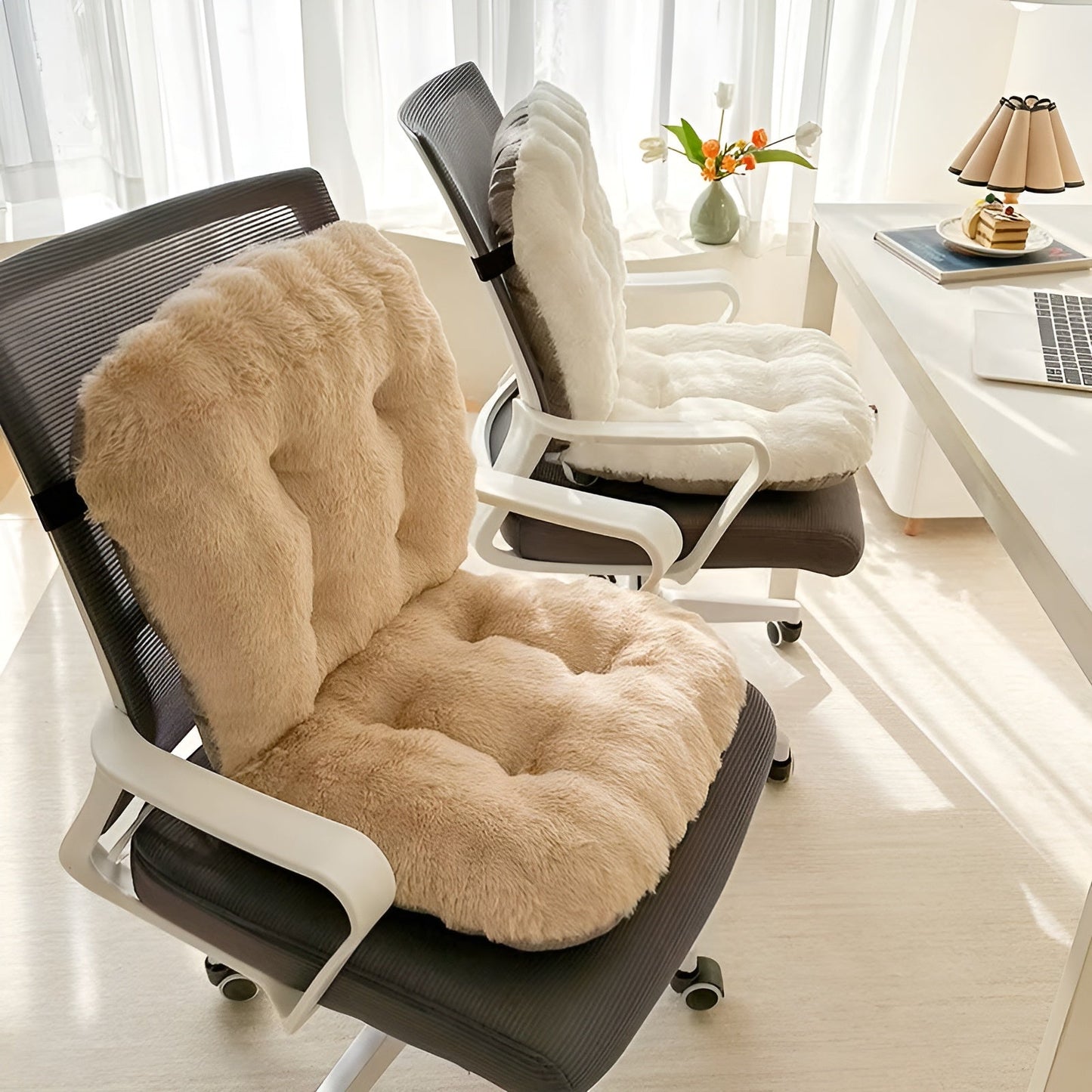 Soft faux fur seat cushion – extra thick and cozy | Perfect for armchairs and sofas
