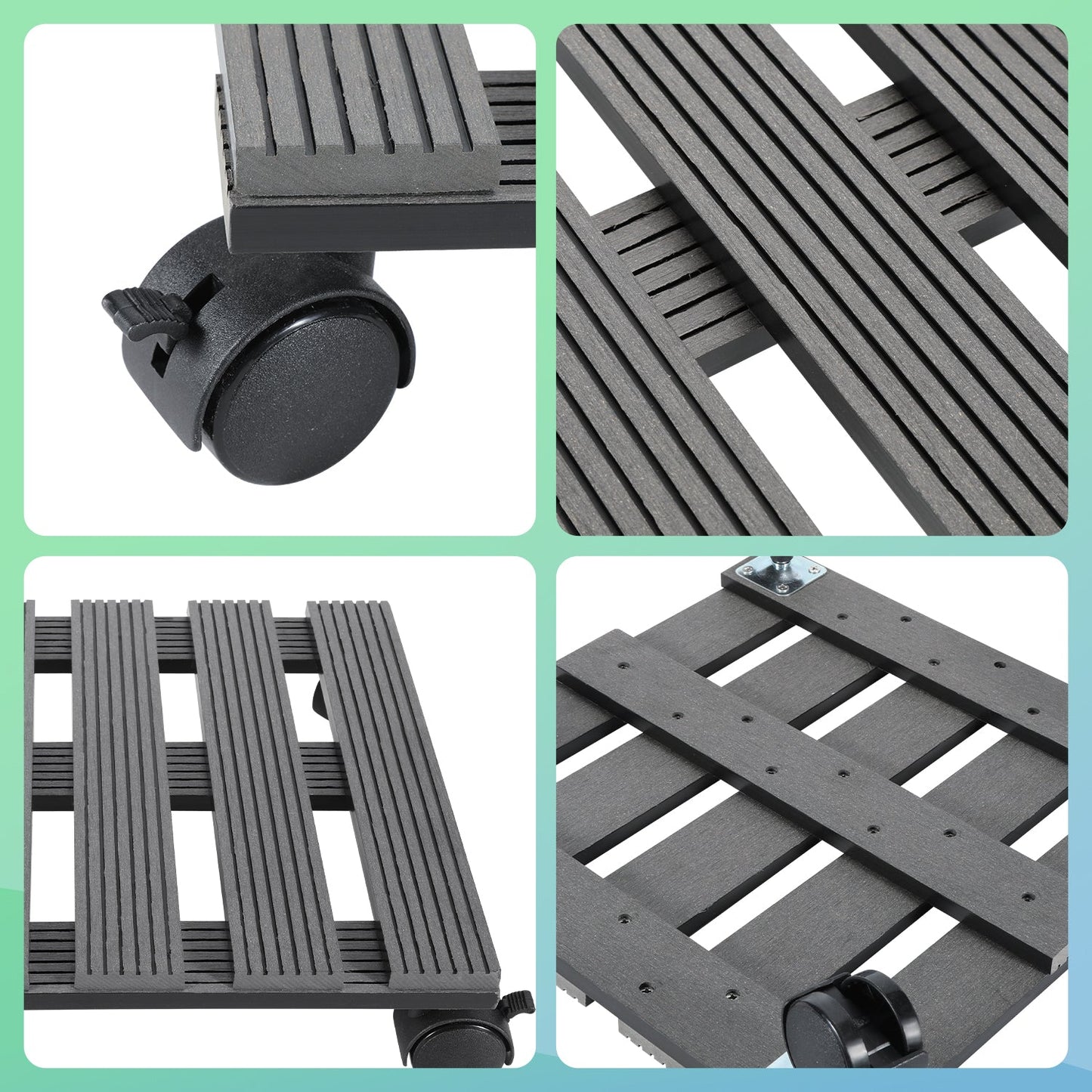 WPC Plant Roller Square with Wheels Load Capacity 80 kg | Kalsten