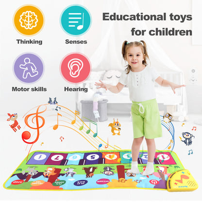 Skanto Multifunctional Musical Dance Mat for Toddlers - Interactive Piano Keyboard with Animal Sounds, Educational Kids Gift, Portable Fun!