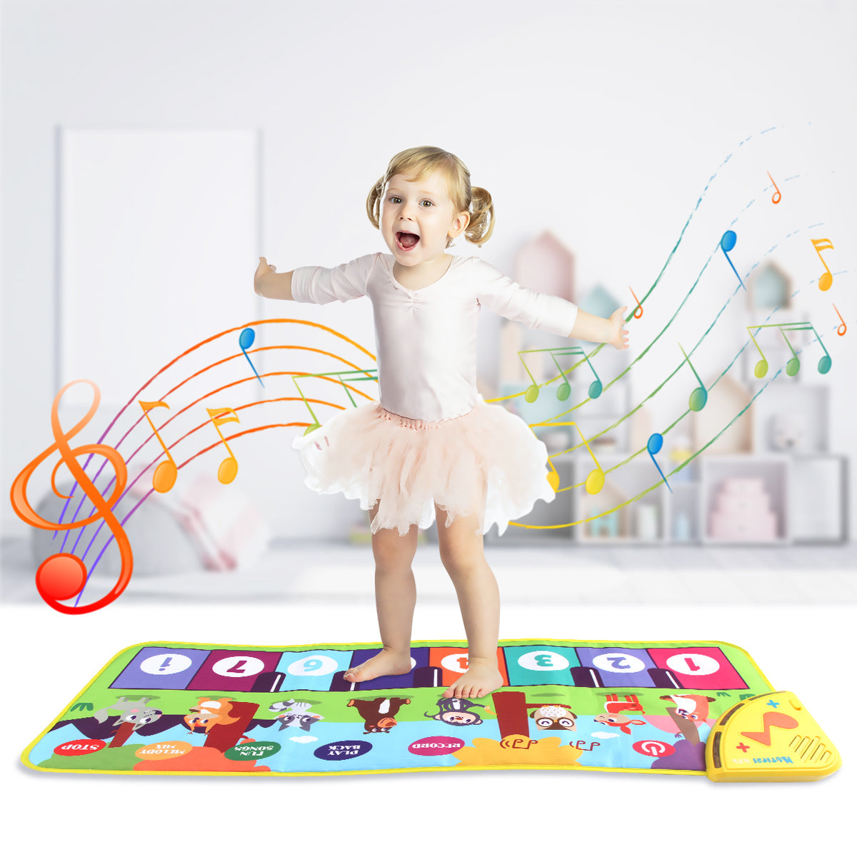 Skanto Multifunctional Musical Dance Mat for Toddlers - Interactive Piano Keyboard with Animal Sounds, Educational Kids Gift, Portable Fun!