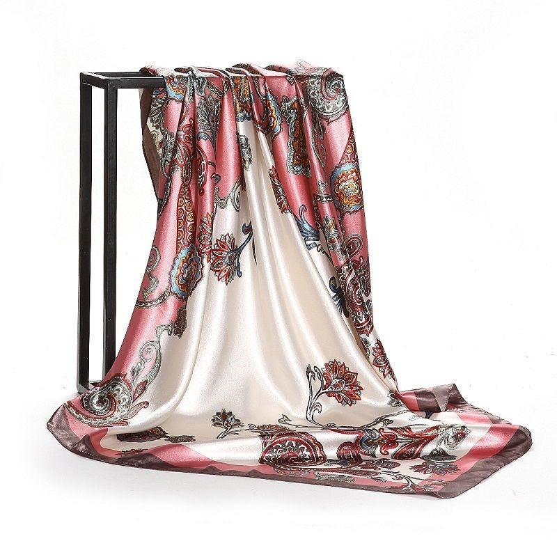 Skanto Skanto | Large Square Scarf Simulated Silk Scarf Versatile Scarf Scarf