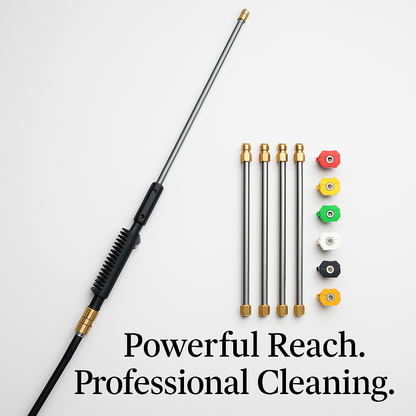 BowLift | Telescoping High Pressure Washer Wand Set | 4000 PSI, 7 Nozzle Tips & Ideal for Gutter, Roof, and Hard-to-Reach Cleaning
