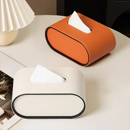 Tissuebox - OvalElegance - Leather Design - Functional & Stylish