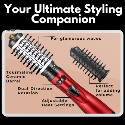 Skanto | 3-in-1 Rotating Hair Dryer and Styler with Adjustable Temperature for Effortless Curls and Waves