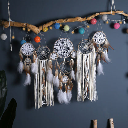 Dreamcatcher Moon and Stars Hanging Above Bed (5 PCS) Skanto