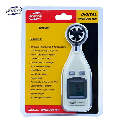BowLift | Wind Speed Meter with LCD Backlight Display Handheld Windmeter